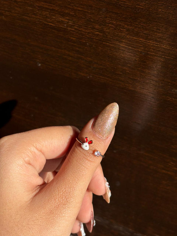 Golden Bunny Crystal Adjustable Ring
