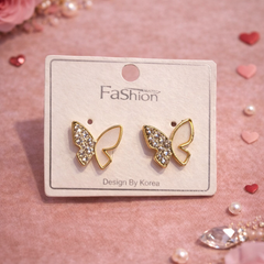 Golden Butterfly Crystal Stud Earrings