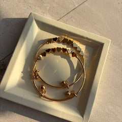 Golden Heart Charm Adjustable Bracelet Set