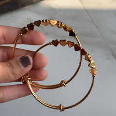 Golden Heart Charm Adjustable Bracelet Set