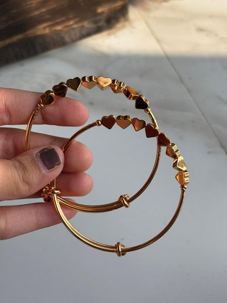 Golden Heart Charm Adjustable Bracelet Set