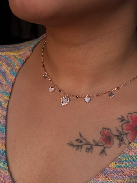 Golden Heart Charm Choker Set