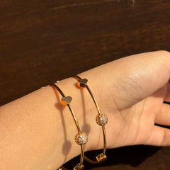 Golden Heart Slider Bracelet with Crystal Beads AD