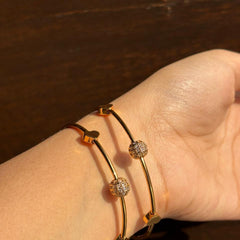 Golden Heart Slider Bracelet with Crystal Beads AD