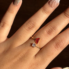 Golden Watermelon Crystal Adjustable Ring