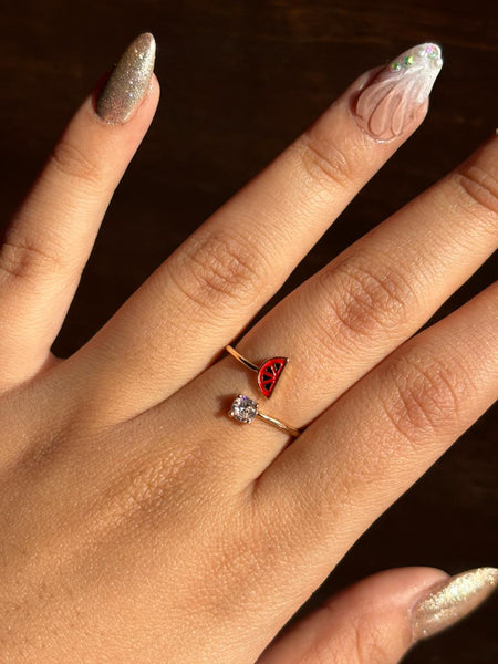 Golden Watermelon Crystal Adjustable Ring