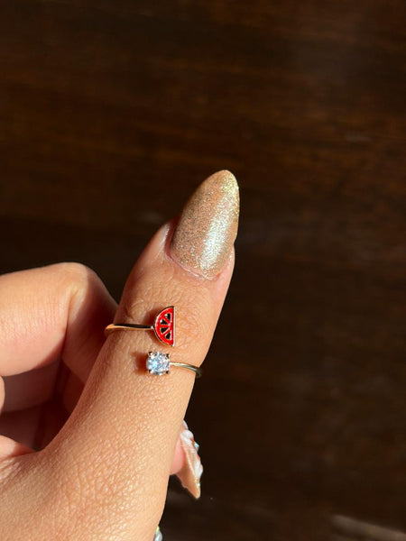 Golden Watermelon Crystal Adjustable Ring