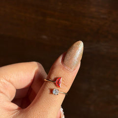 Golden Watermelon Crystal Adjustable Ring