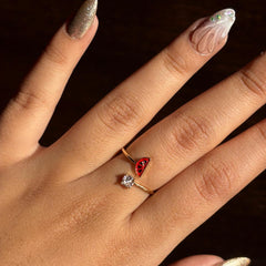 Golden Watermelon Crystal Adjustable Ring
