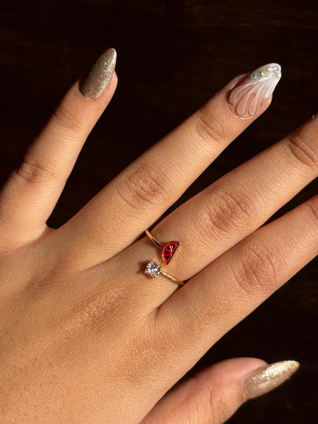 Golden Watermelon Crystal Adjustable Ring