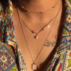 Golden Star Pearl Layered Pendant Necklace