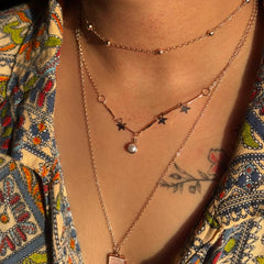 Golden Star Pearl Layered Pendant Necklace