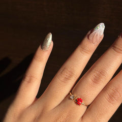 Golden Ladybug Crystal Adjustable Ring