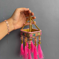 Pink Square Jhumar Hanging