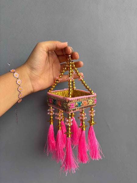 Pink Square Jhumar Hanging