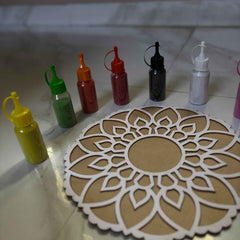 Rangoli Stencil with Colors + 4 Free Diya