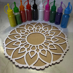 Rangoli Stencil with Colors + 4 Free Diya