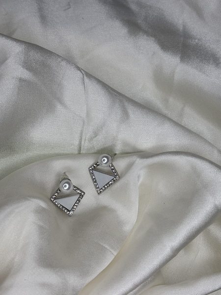 Pearl Prism Silver Plated Stud Earrings