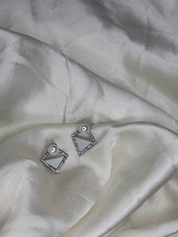 Pearl Prism Silver Plated Stud Earrings