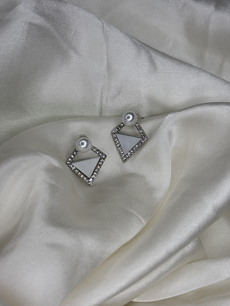 Pearl Prism Silver Plated Stud Earrings