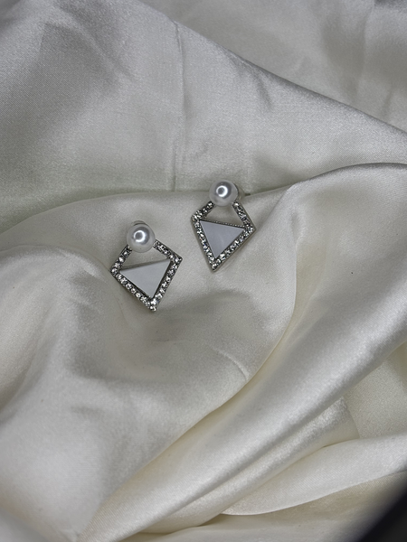 Pearl Prism Silver Plated Stud Earrings