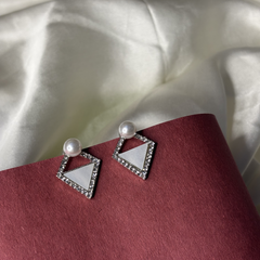 Pearl Prism Silver Plated Stud Earrings
