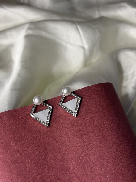 Pearl Prism Silver Plated Stud Earrings