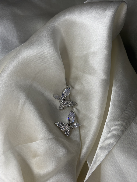 Moonlight Butterflies Silver Plated Stud Earrings
