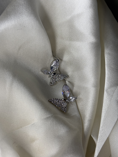 Moonlight Butterflies Silver Plated Stud Earrings