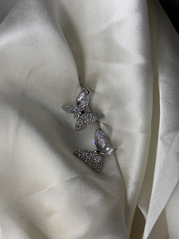 Moonlight Butterflies Silver Plated Stud Earrings