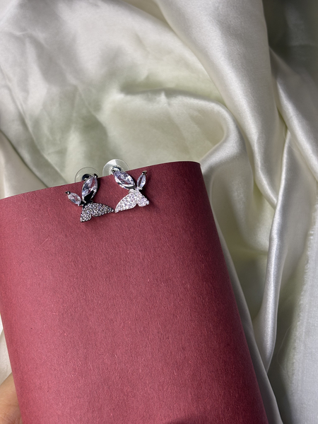 Moonlight Butterflies Silver Plated Stud Earrings