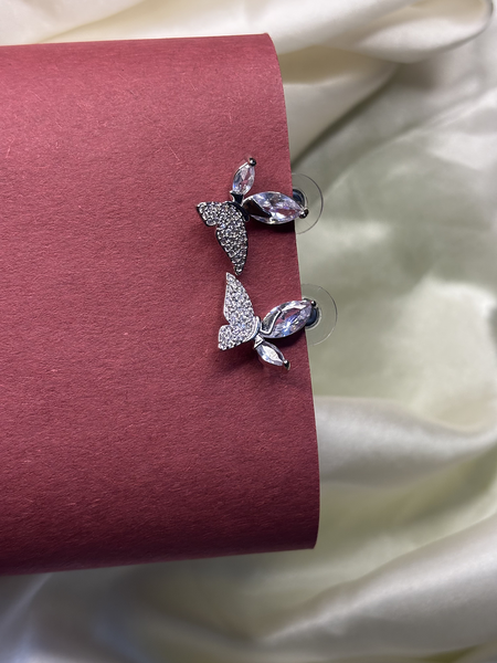 Moonlight Butterflies Silver Plated Stud Earrings