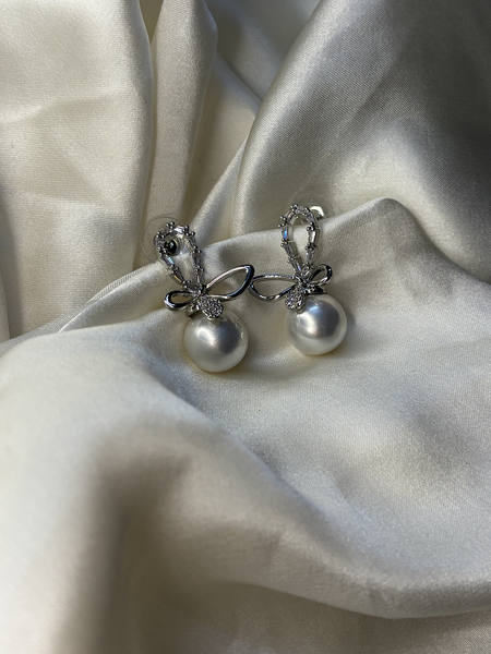 Pearl Blossom Silver Plated Stud Earrings