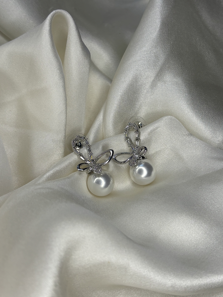 Pearl Blossom Silver Plated Stud Earrings
