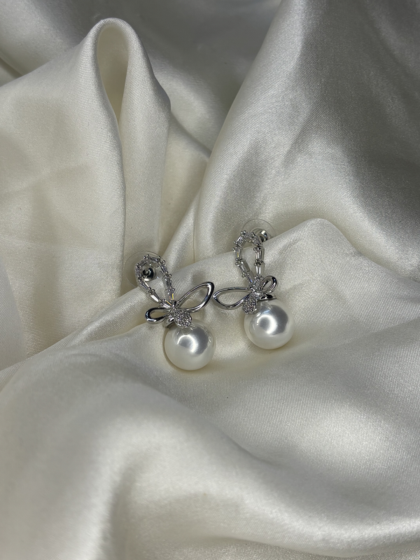 Pearl Blossom Silver Plated Stud Earrings