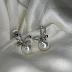 Pearl Blossom Silver Plated Stud Earrings