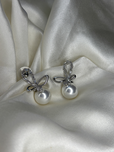 Pearl Blossom Silver Plated Stud Earrings