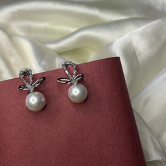 Pearl Blossom Silver Plated Stud Earrings