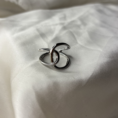 Interlace Loop Silver Steel Statement Ring