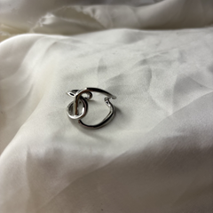 Interlace Loop Silver Steel Statement Ring