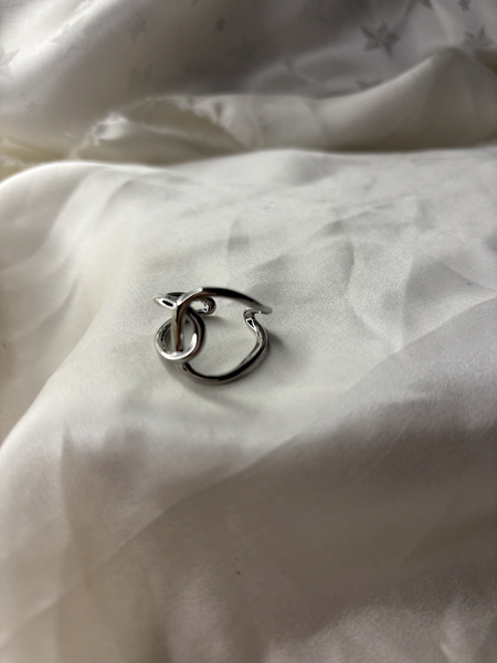 Interlace Loop Silver Steel Statement Ring