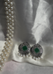 Intricate Pattern Green Oxidized Silver Earrings