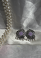 Intricate Pattern Lavender Oxidized Silver Earrings