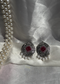 Intricate Pattern Mehroon Oxidized Silver Earrings