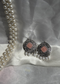 Intricate Pattern Peach Oxidized Silver Earrings 