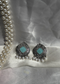 Intricate Pattern Sky Blue Oxidized Silver Earrings