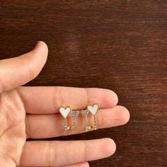 Ivory Crystal Heart Drop Studs