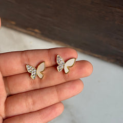 Ivory Sparkle Butterfly Studs