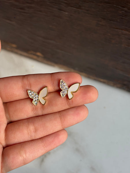Ivory Sparkle Butterfly Studs