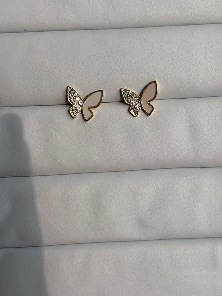 Ivory Sparkle Butterfly Studs